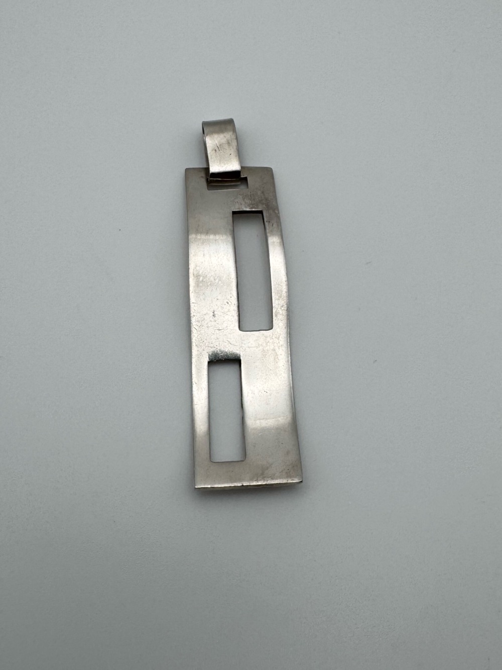 Vintage Sterling Silver 925 Modernist Cut Out Rectangle Pendant